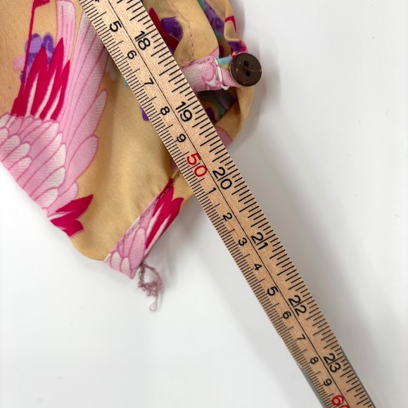 NWT Raga Pink Bird Floral Print Cold Shoulder Mini Dress Sz XS Ties Tassels Boho - Picture 7 of 15